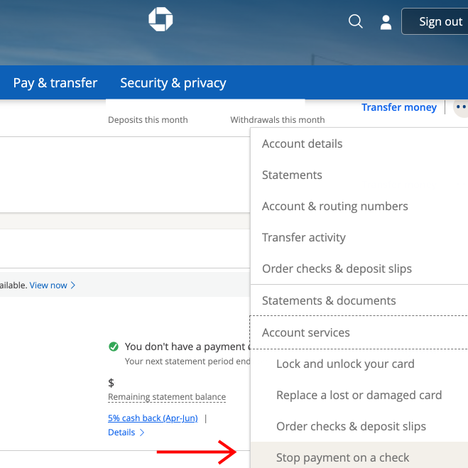 Chase Online Payment