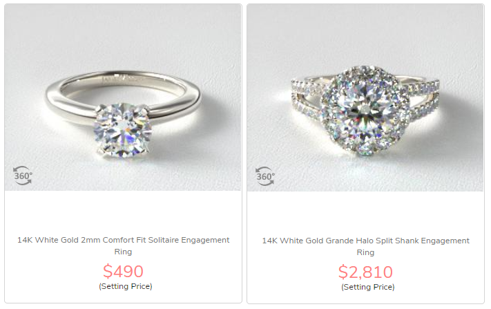 soliaire vs halo ring cost