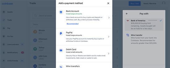 Screenshot of Coinbase