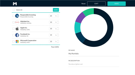 screenshot from m1finance.com