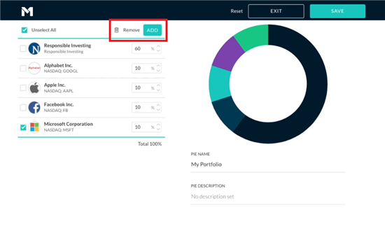 screenshot from m1finance.com