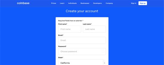 Screenshot of Coinbase