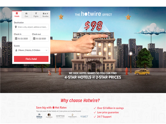 Screenshot of Hotwire