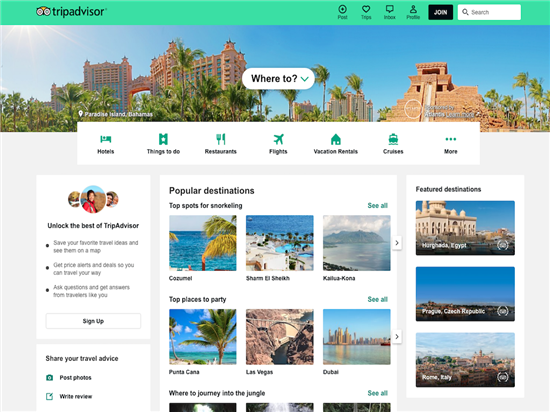Screenshot of Tripadvisor