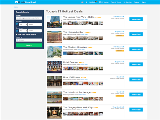 Screenshot of Hotelscombined