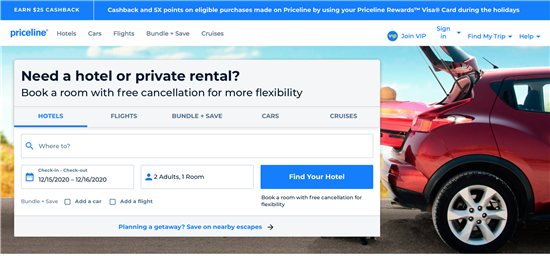 Screenshot of Priceline