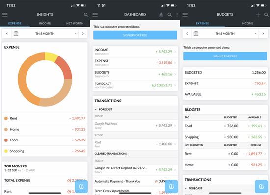 Screenshot of Buxfer