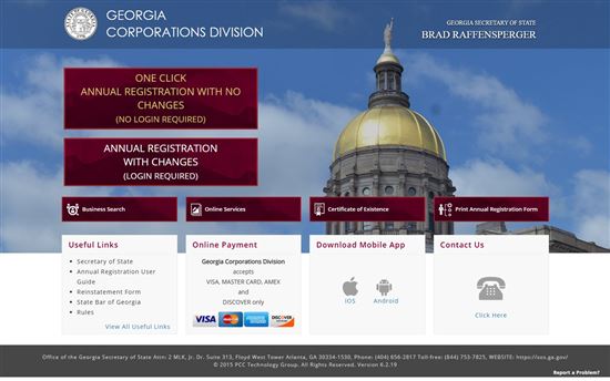Screenshot of Georgia Secretary of State Corporations Division Screenshot of Georgia Secretary of State Corporations Division