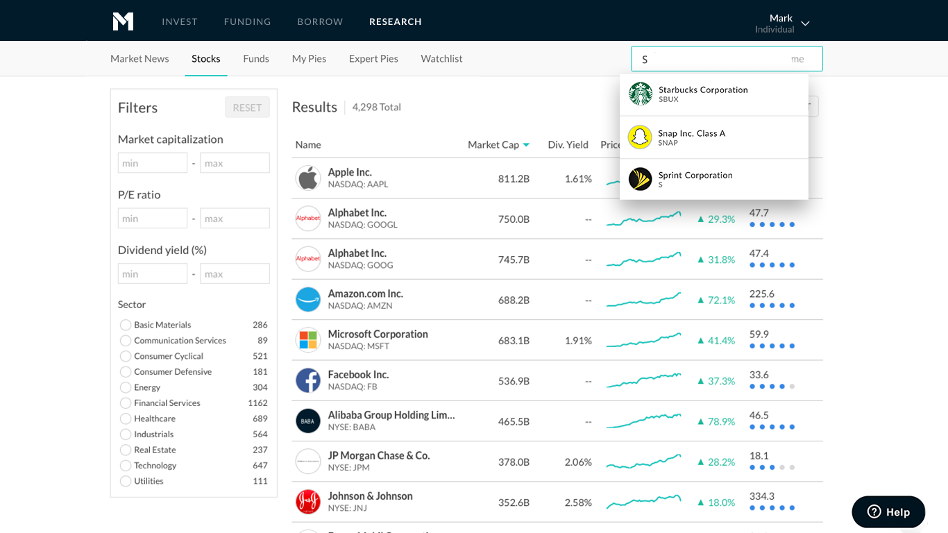 Results filters