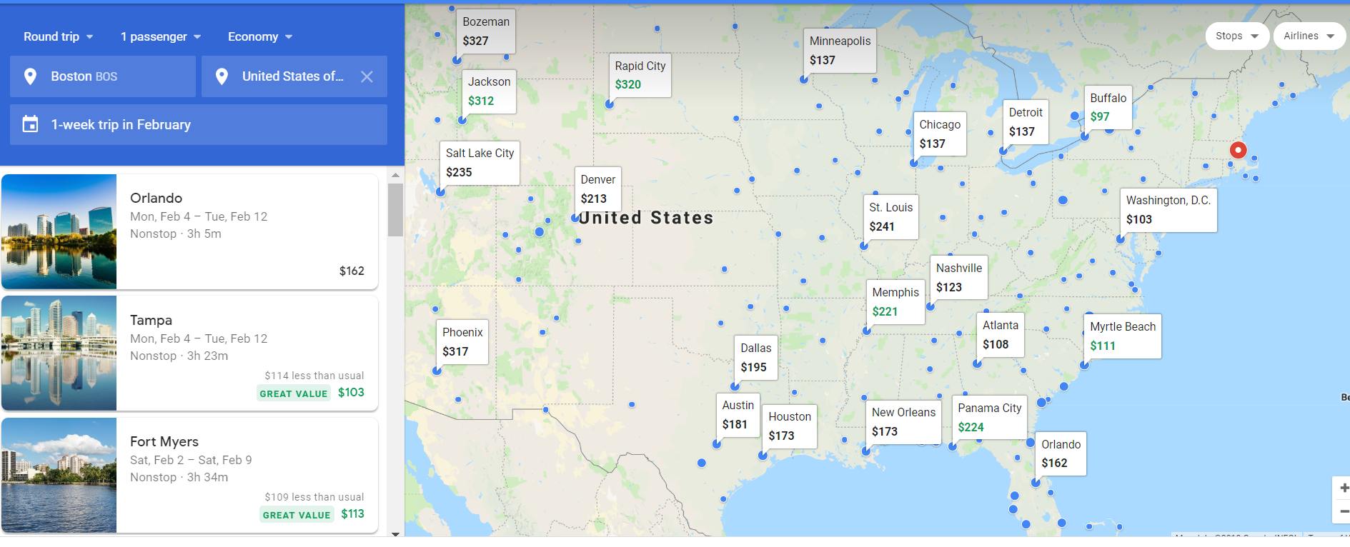 google travel map flights
