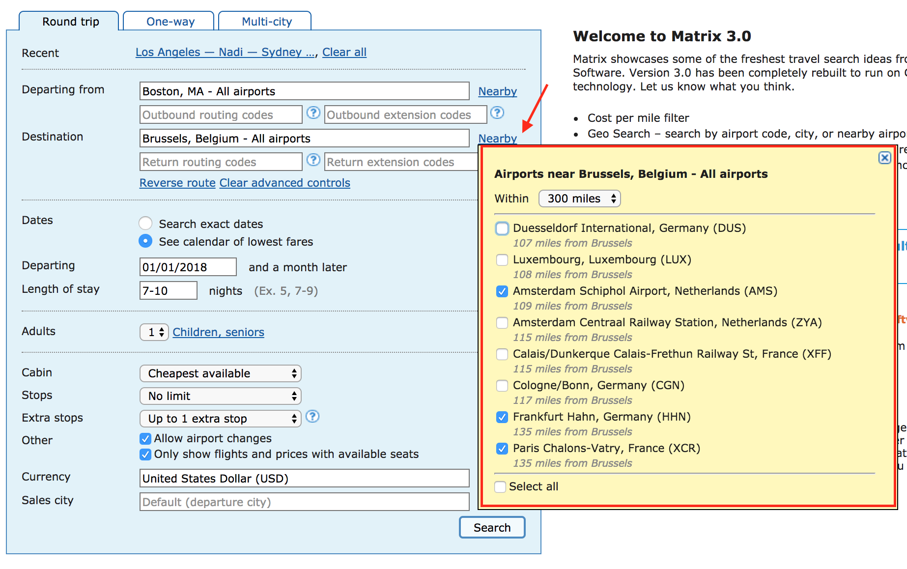 ita software travel matrix