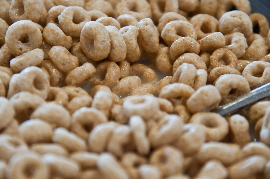 group of kids eating cereal