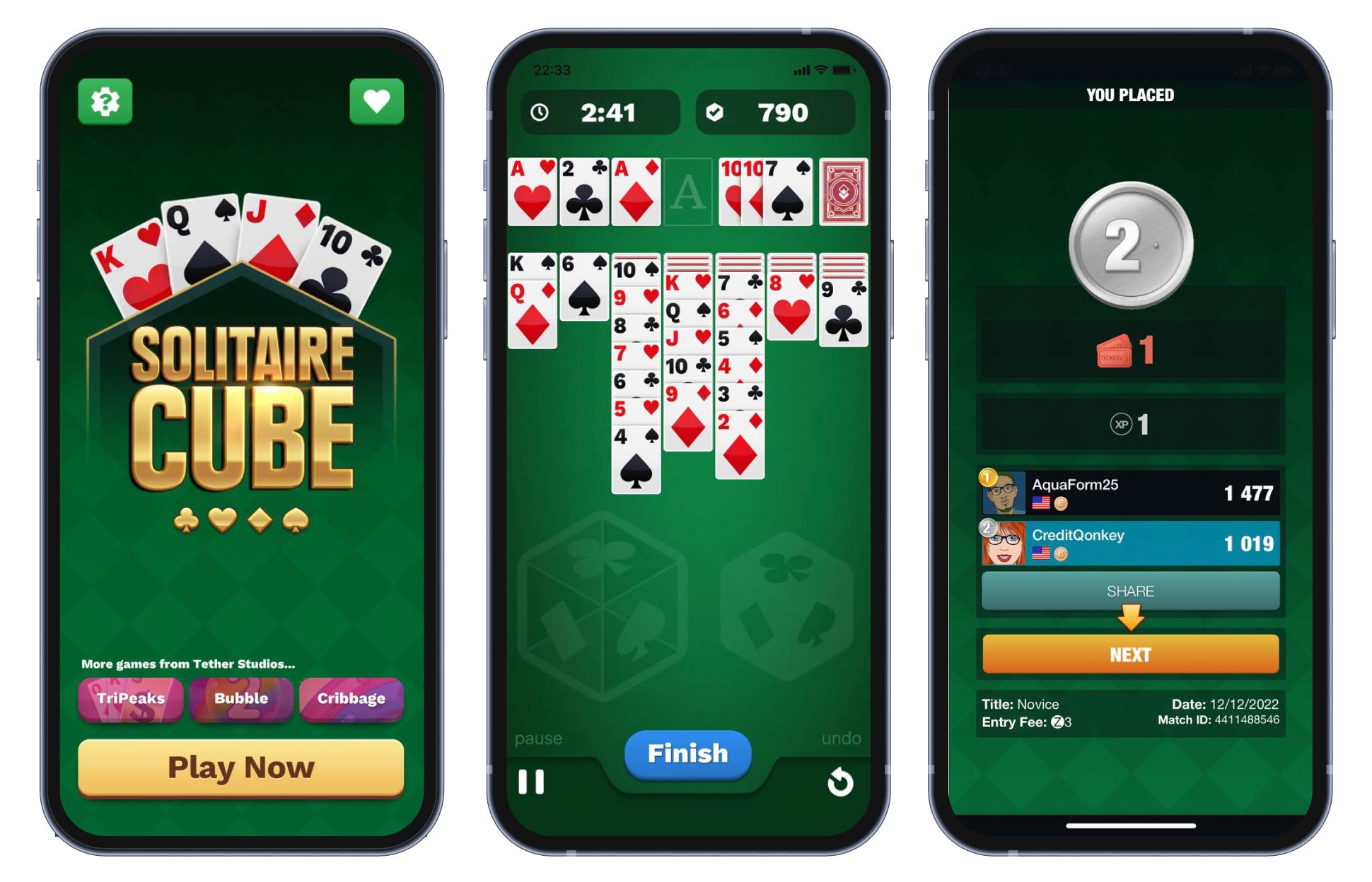 One Solitaire Cube - Skillz, mobile games for iOS and Android